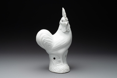 A Chinese white-glazed model of a rooster, 19th C.
