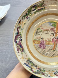 A pair of Chinese famille rose monogrammed plates, Daoguang