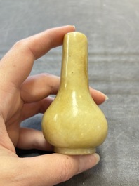 Two Chinese jade miniature bottle vases, probably Qing