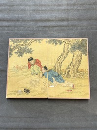 A Chinese album: 'Yuci Jingxinzhai Renwuce 御賜靜心齋人物冊', ink and colour on silk, Qianlong seal mark and of the period