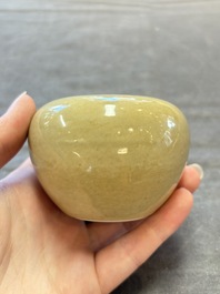 A Chinese caf&eacute;-au-lait-glazed water pot, Yongzheng mark, 19/20th C.
