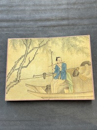 A Chinese album: 'Yuci Jingxinzhai Renwuce 御賜靜心齋人物冊', ink and colour on silk, Qianlong seal mark and of the period