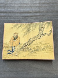 A Chinese album: 'Yuci Jingxinzhai Renwuce 御賜靜心齋人物冊', ink and colour on silk, Qianlong seal mark and of the period