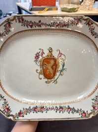 A Chinese famille rose armorial dish with an unidentified coat of arms, Qianlong