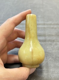 Two Chinese jade miniature bottle vases, probably Qing