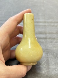 Two Chinese jade miniature bottle vases, probably Qing