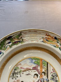 A pair of Chinese famille rose monogrammed plates, Daoguang