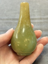 Two Chinese jade miniature bottle vases, probably Qing