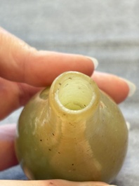 Two Chinese jade miniature bottle vases, probably Qing