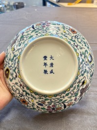 A pair of Chinese doucai 'anbaxian 暗八仙' plates, Xianfeng mark and of the period