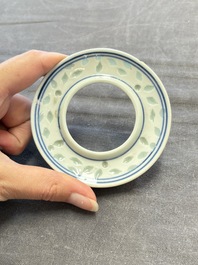 Ten Chinese blue and white cups, seven covers and eight stands, 19/20th C.