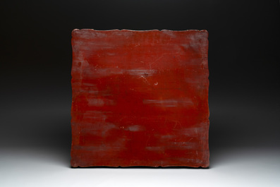 A large Chinese Canton gilt-lacquered presentation box with narrative design, 19th C.