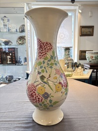 A large Chinese famille rose 'bird among flowering branches' vase, Yongzheng