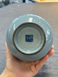 A Chinese claire-de-lune 'zun' vase, Qianlong mark and of the period