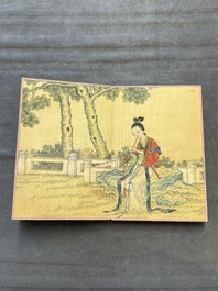 A Chinese album: 'Yuci Jingxinzhai Renwuce 御賜靜心齋人物冊', ink and colour on silk, Qianlong seal mark and of the period