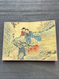 A Chinese album: 'Yuci Jingxinzhai Renwuce 御賜靜心齋人物冊', ink and colour on silk, Qianlong seal mark and of the period