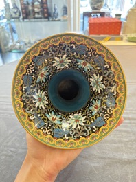 A pair of Chinese cloisonn&eacute; 'cranes' vases, Republic