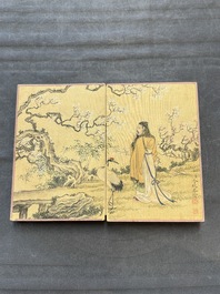 A Chinese album: 'Yuci Jingxinzhai Renwuce 御賜靜心齋人物冊', ink and colour on silk, Qianlong seal mark and of the period