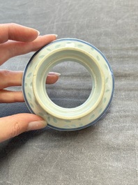 Ten Chinese blue and white cups, seven covers and eight stands, 19/20th C.