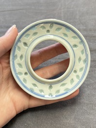 Ten Chinese blue and white cups, seven covers and eight stands, 19/20th C.