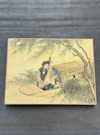 A Chinese album: 'Yuci Jingxinzhai Renwuce 御賜靜心齋人物冊', ink and colour on silk, Qianlong seal mark and of the period