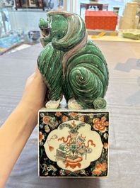 A Chinese famille verte Buddhist lion, 19th C.