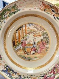 A pair of Chinese famille rose monogrammed plates, Daoguang