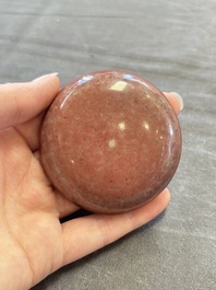 A Chinese peachbloom-glazed ink paste box and cover, Kangxi mark and of the period