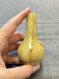 Two Chinese jade miniature bottle vases, probably Qing