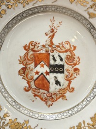 A Chinese armorial plate with the arms of Carr and Kerr impaling Bigge for the English market, Yongzheng, ca. 1735