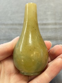 Two Chinese jade miniature bottle vases, probably Qing