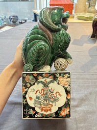 A Chinese famille verte Buddhist lion, 19th C.