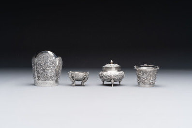 A group of nine Chinese and Southeast Asian silver wares, 19/20th C.