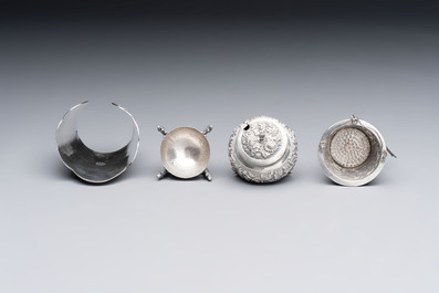 A group of nine Chinese and Southeast Asian silver wares, 19/20th C.