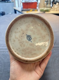 A Chinese blue, white and copper-red celadon-ground 'dragon and phoenix' vase, Kangxi