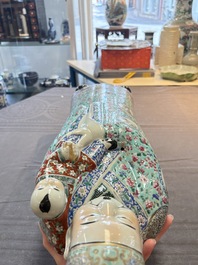 A large Chinese famille rose figure of Fu Xing, Zhu Mao Ji Zao 朱茂記造 mark, Republic
