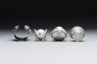A group of nine Chinese and Southeast Asian silver wares, 19/20th C.