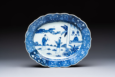 13 Chinese blue and white 'Xi Xiang Ji' serving dishes, Qianlong