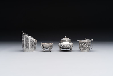 A group of nine Chinese and Southeast Asian silver wares, 19/20th C.