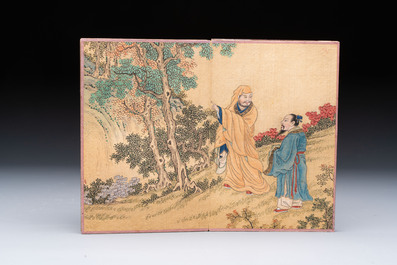 A Chinese album: 'Yuci Jingxinzhai Renwuce 御賜靜心齋人物冊', ink and colour on silk, Qianlong seal mark and of the period