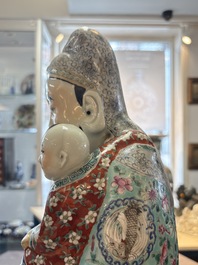 A large Chinese famille rose figure of Fu Xing, Zhu Mao Ji Zao 朱茂記造 mark, Republic