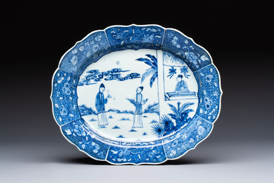 13 Chinese blue and white 'Xi Xiang Ji' serving dishes, Qianlong