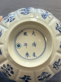 Two Chinese blue and white 'immortals' bowls, Chenghua and Kangxi mark, Kangxi
