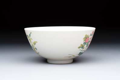 A Chinese famille rose &lsquo;peony and dragonfly&rsquo; bowl, Yongzheng mark, Republic
