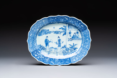 13 Chinese blue and white 'Xi Xiang Ji' serving dishes, Qianlong
