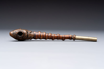 Two Japanese lacquer inro, a pipe and seven netsuke, some signed, Edo/Meiji, 18/19th C.