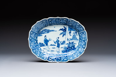 13 Chinese blue and white 'Xi Xiang Ji' serving dishes, Qianlong