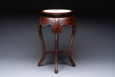 A Chinese hardwood table with a famille rose plaque top, Republic