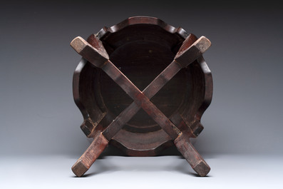 A Chinese hardwood table with a famille rose plaque top, Republic