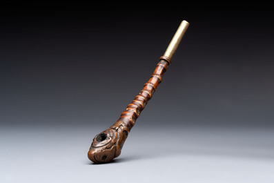 Two Japanese lacquer inro, a pipe and seven netsuke, some signed, Edo/Meiji, 18/19th C.